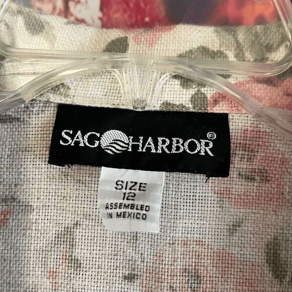 Vintage Oversized Longline Floral Linen Blend Blazer Jacket by Sag Harbor Size 1 - Picture 3 of 8